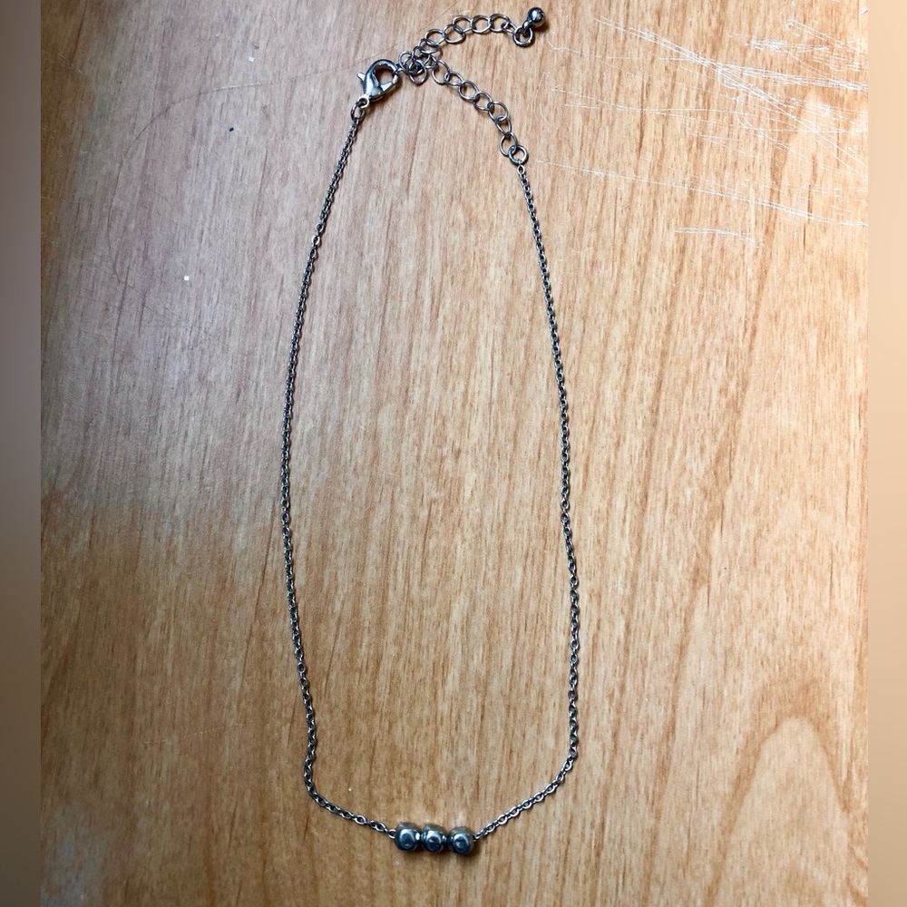 Three Beads Silver Choker